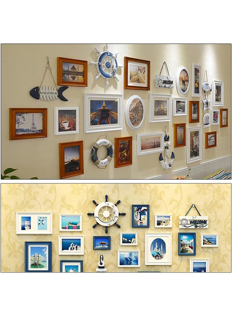 Nautical Wooden Ship Wheel Decoration Boat Ship Steering Wall Art Decor Wooden Ship Wheel Wall Hanging Ornament Beach Theme Home Decoration - Image 5